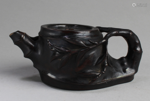 A Carved Hardwood (Possibly Zitan) Teapot