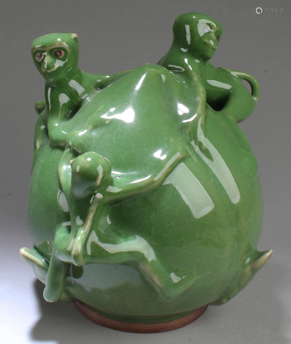 Chinese Crackleware Glazed Porcelain Ornament