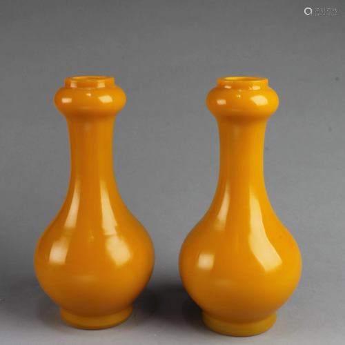 A Pair of Chinese Peking Glass Vases