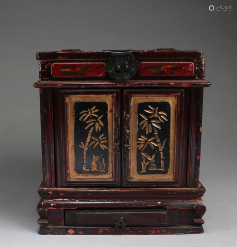A Carved Wooden Makeup Box