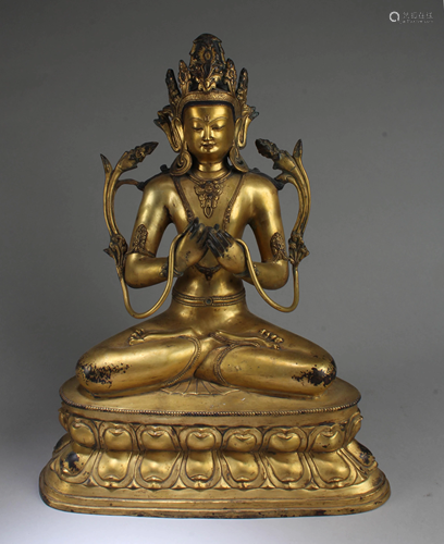 A Gilt Bronze Bodhisattva Statue