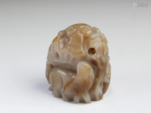 Antique Carved Hetian Jade Ornament