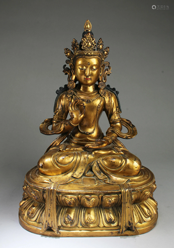 Chinese Gilt Bronze Bodhisattva Statue