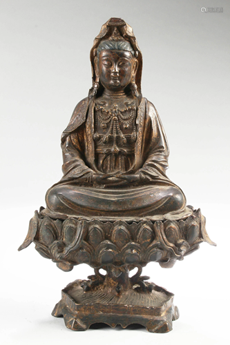 Chinese Gilt Bronze Guanyin Statue