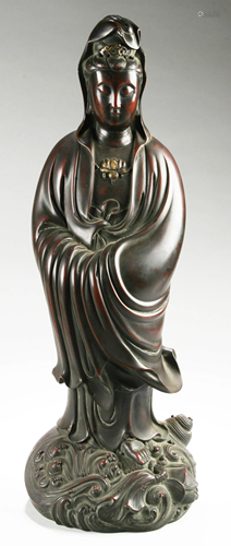 Chinese Gilt Bronze Guanyin Statue