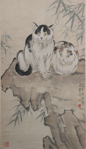 The modern times Xu beihong's cats painting
