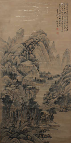 Qing dynasty Huang yi's landscape painting