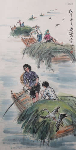 The modern times Huang zhou's figure painting