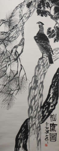 The modern times Qi baishi's eagle and pine painting