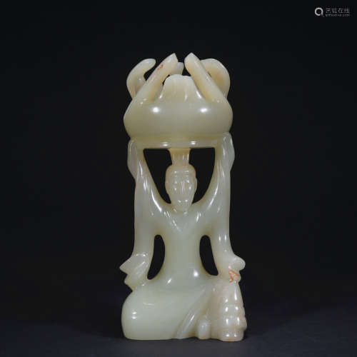 A jade 'figure' brush washer,Qing dynasty