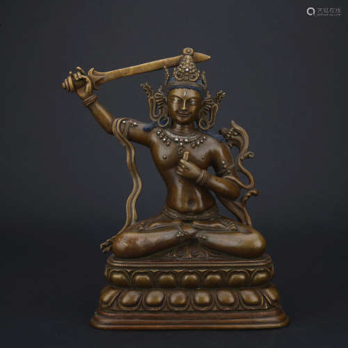 A bronze figure of Manjusri,Qing dynasty