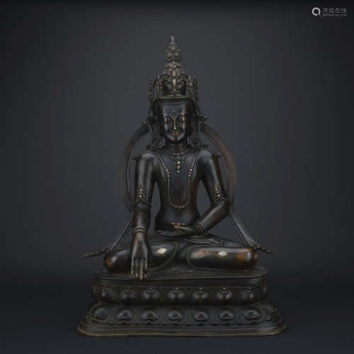 A bronze figure of the Akshobhya Buddha,Qing dynasty