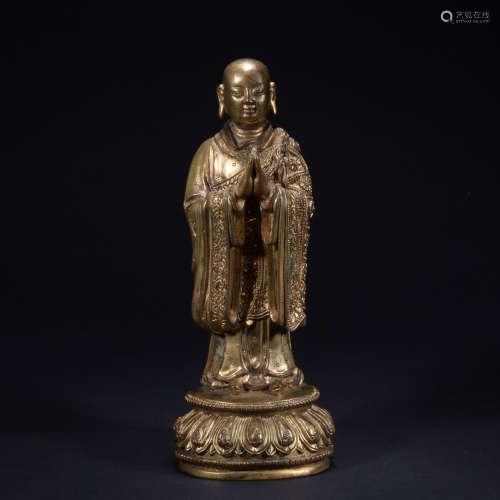 A gilt-bronze figure of buddha,Qing dynasty