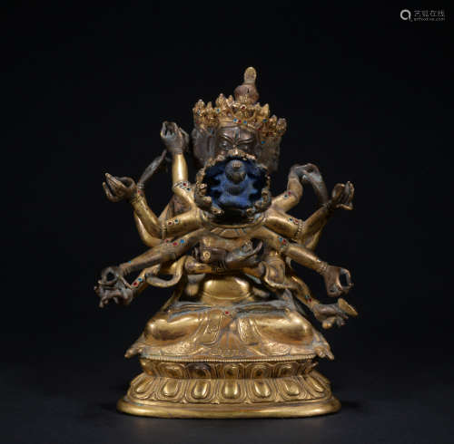 A gilt-bronze figure of Chakrasamvara,Qing dynasty