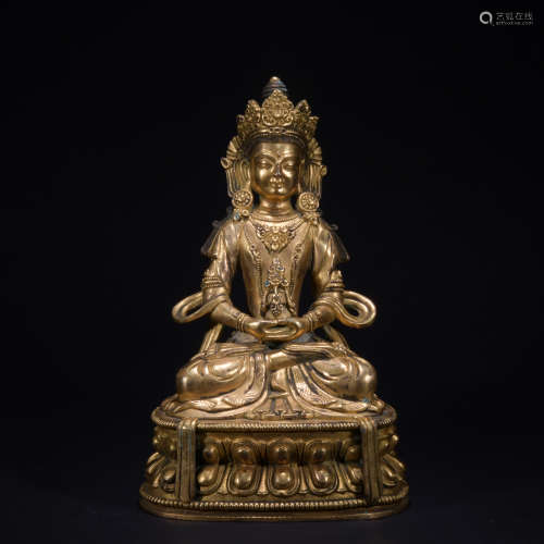 A gilt-bronze figure of Amitayus,Qing dynasty