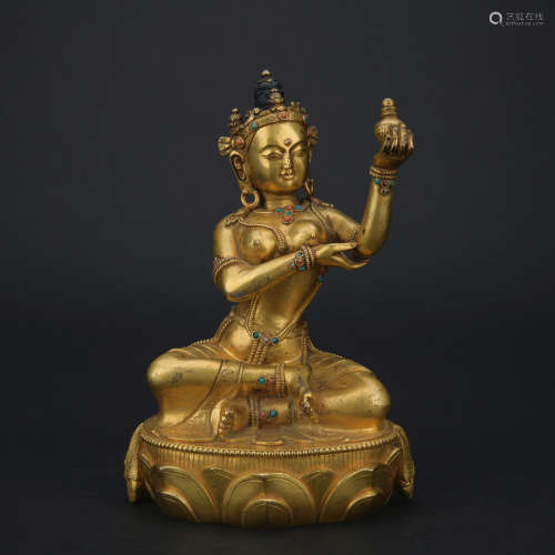 A gilt-bronze figure of Drolma,Qing dynasty