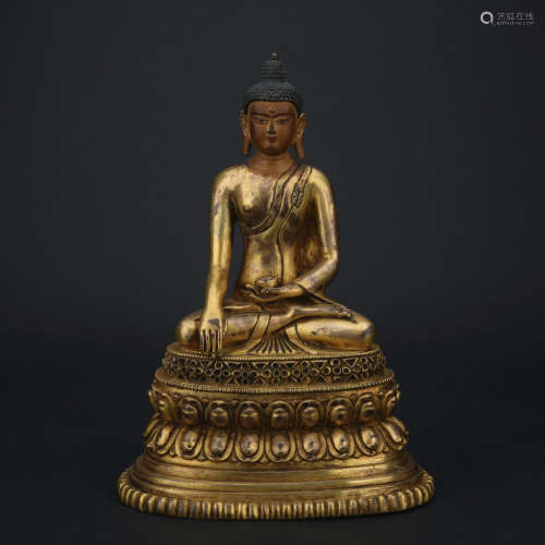 A gilt-bronze figure of Sakyamumi,Qing dynasty