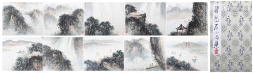 A Fu baoshi's landscape album painting,The modern times