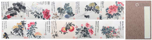 A Wu changshuo's flowers album painting,The modern times