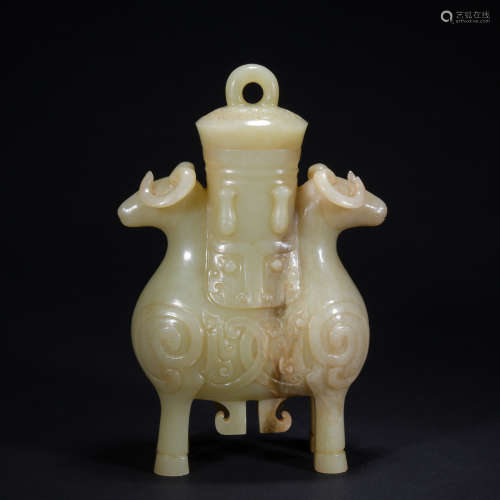 A jade double sheep bottle,Qing dynasty