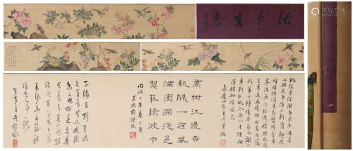 Qing dynasty Jiang tingxi's flowers and birds scroll