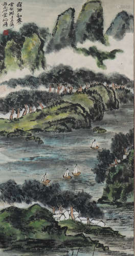 The modern times Zhu jizhan's landscape painting