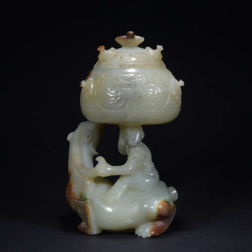 A jade beast censer,Qing dynasty