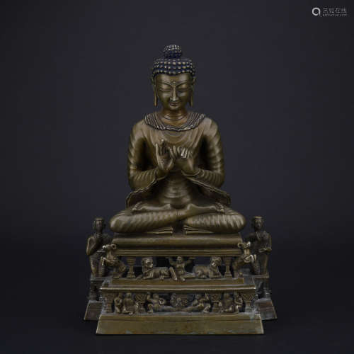 A bronze figure of Sakyamumi,Qing dynasty