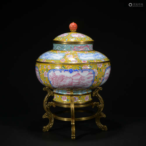 A enamel 'floral' censer,Qing dynasty