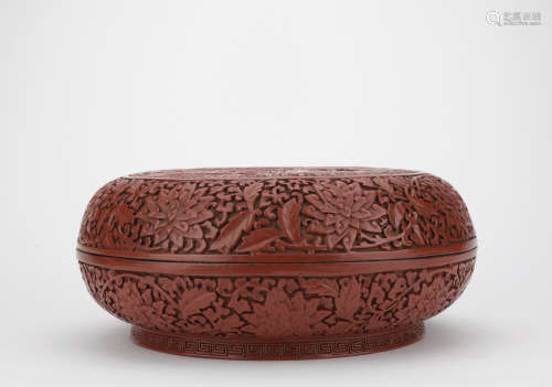 A carved lacquerware 'figure' box and cover,Qing dynasty