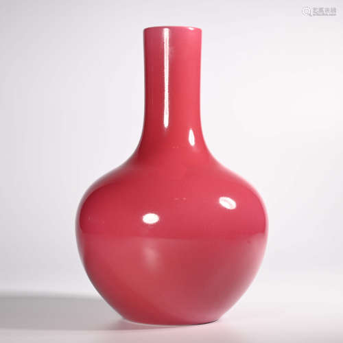 Qianlong carmine red celestial vase