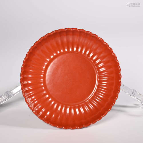 Yongzheng Red Glazed Plate