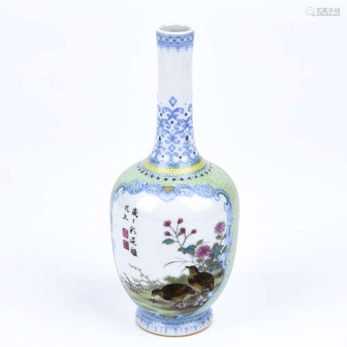 Qianlong Flower and Bird Vase