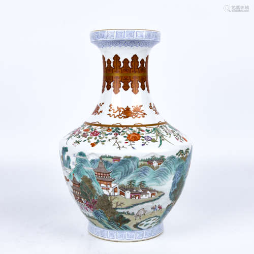 Qianlong bucket color vase