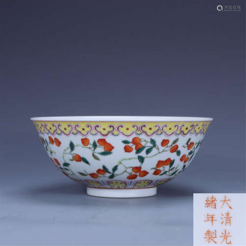 Guangxu powder rubbing flower bowl