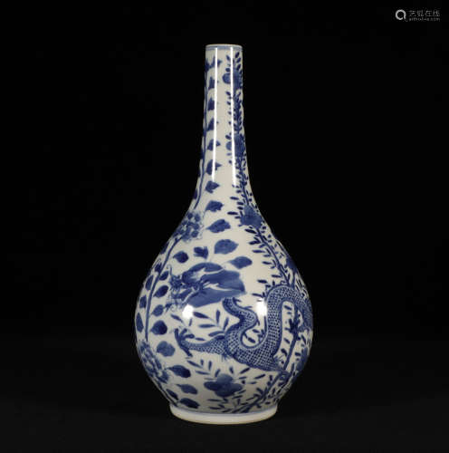 Blue and White Pear Shaped Vase Guangxu Style