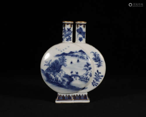 Blue and White Moon Flask Qianlong Style