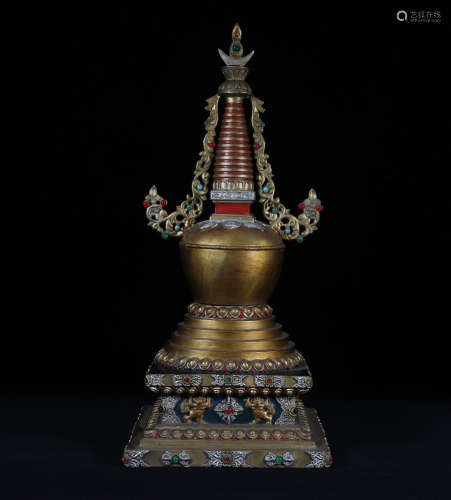 Bronze Gilt Stupa Ming Style