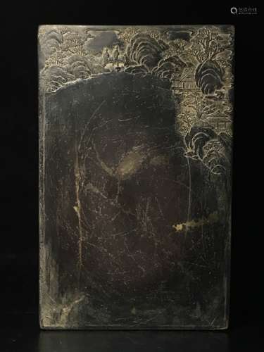 A Chinese Inkstone With Scene Pattern