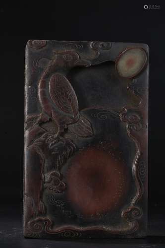 A Chinese Inkstone Carved With Tree