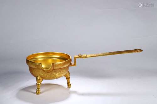 A Chinese Gilt Bronze Spoon With Beast Pattern