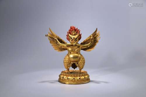 A Chinese Gilt Bronze Beast Carved Ornament