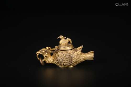 A Chinese Gilt Bronze Ornament With Phoenix Carving