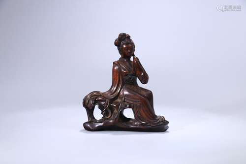 A Chinese Rosewood Figure Statue