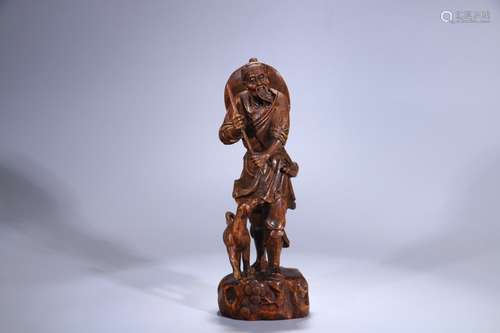 A Chinese Rosewood Figure Statue