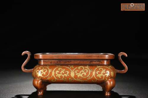 A Chinese Gilt Bronze Censer With Pattern