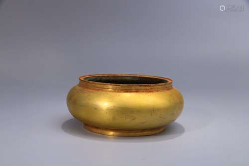 A Chinese Gilt Bronze Censer With Mark