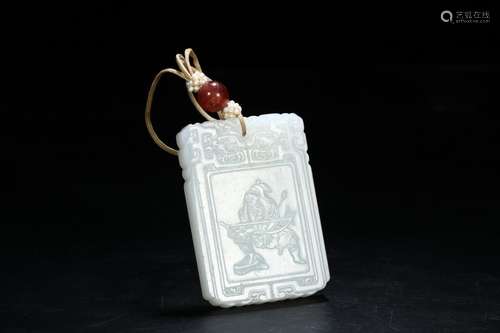 A Chinese Hetian Jade Pendant With Story And Potery Pattern