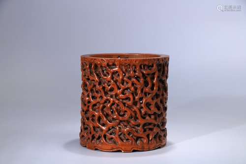 A Chinese Bamboo Brush Pot