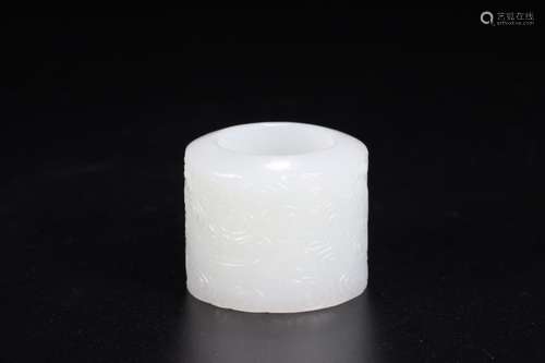 A Chinese Hetian Jade Ring With Pattern